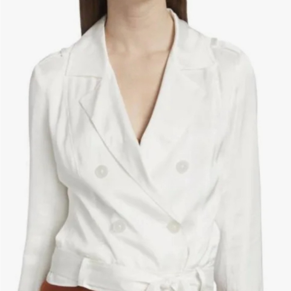 L'AGENCE Elegant White Satin Blazer